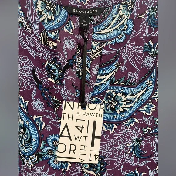NWT 41 Hawthorn Trina Bell Sleeve Purple Paisley Print Blouse Size 2X NWT - Picture 8 of 15